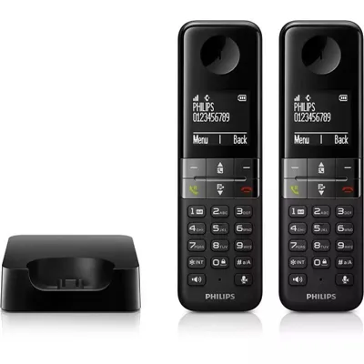 Teléfono Inalámbrico Philips D4702B/34/ Pack DUO/ Negro