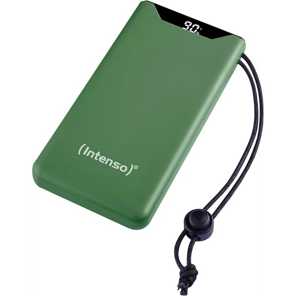 Intenso Powerbank F10000 Verde - Batería Externa 10000 mAh carga rápida, USB-C a 20W y USB-A a 15W 