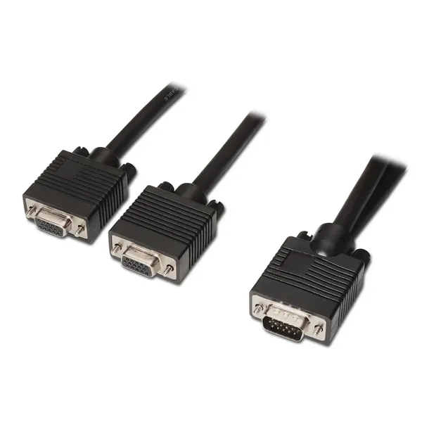 Cable Duplicador SVGA Aisens A113-0081/ VGA Macho - 2x VGA Hembra/ Hasta 3W/ 10Mbps/ 45cm/ Negro