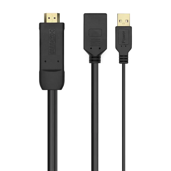 Cable Conversor 4K Aisens A122-0642/ HDMI Macho - DisplayPort Hembra - USB Macho/ Hasta 10W/ 2250Mbps/ 10cm + 10cm/ Negro