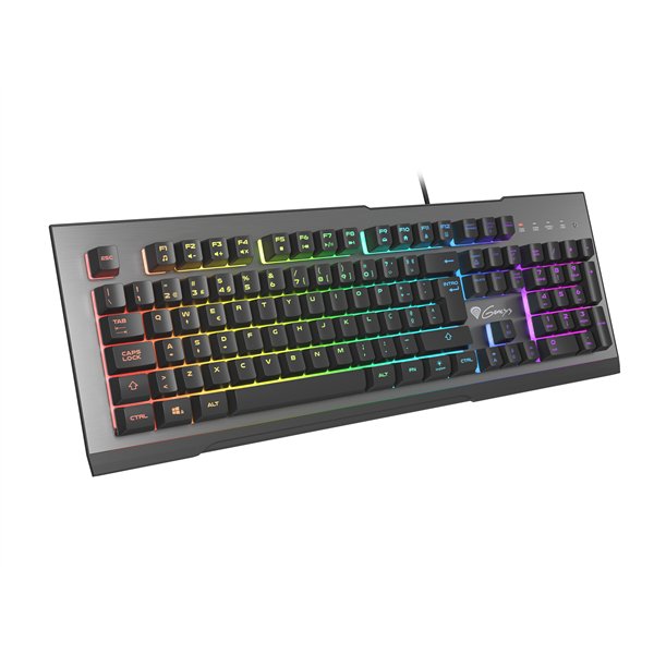 GENESIS Rhod 500 RGB teclado Juego USB QWERTY Portugués Negro, Plata