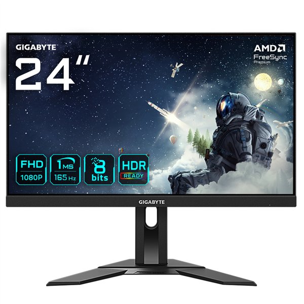 GIGABYTE G24F 2 24" FHD Monitor de juego - 1920 x 1080, 165 Hz, 1 ms, 300 cd/m², AMD FreeSync Premium, Compatible con HDR, Displ