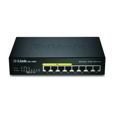 Switch D-Link DGS-1008P 8 Puertos/ RJ-45 Gigabit 10/100/1000/