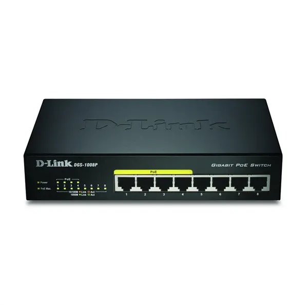 Switch D-Link DGS-1008P 8 Puertos/ RJ-45 Gigabit 10/100/1000/ PoE