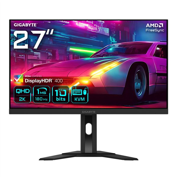 GIGABYTE M27QA 27" Monitor de juegos QHD - 2560 x 1440, 180Hz, 1ms, 350 cd/m², FreeSync Premium, HDR listo, HDMI 2.1, DisplayPor