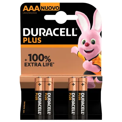 Pack de 4 Pilas AAA Duracell Plus MN2400/ 1.5V/ Alcalinas