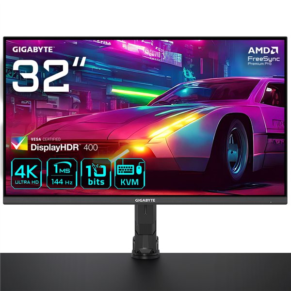 GIGABYTE M32U 31.5" Monitor de Juego 4K UHD Edición Brazo - 3840 x 2160, 144Hz, 1ms, 350 cd/m², FreeSync Premium Pro, Display HD