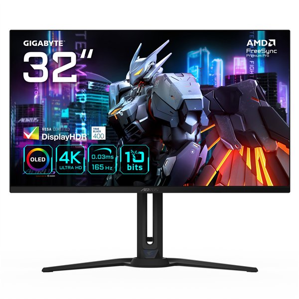 GIGABYTE AORUS FO32U 31,5” Monitor de juegos UHD - 3840 x 2160 (UHD), 165Hz, 0,03ms, 250 cd/m², FreeSync Premium Pro, DisplayHDR