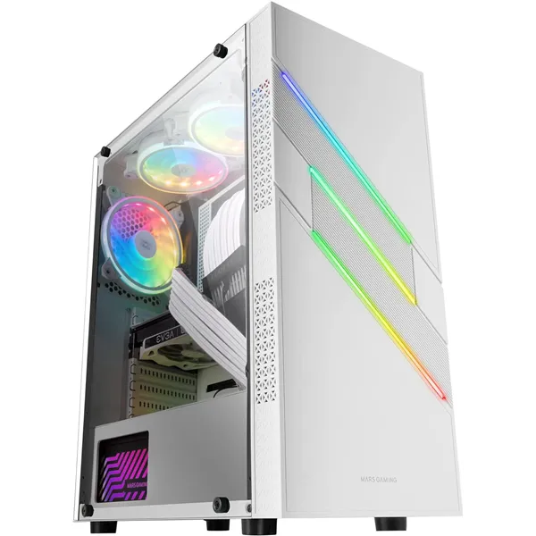 Mars Gaming XL MC-U3W ATX Blanca Torre Gaming con iluminación full ARGB Cristal Templado