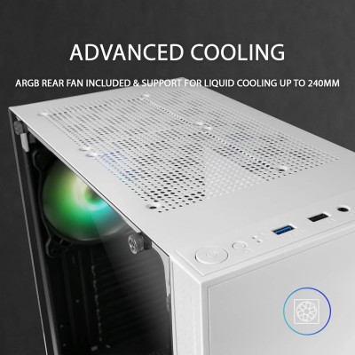 Mars Gaming XL MC-U3W ATX Blanca Torre Gaming con iluminación