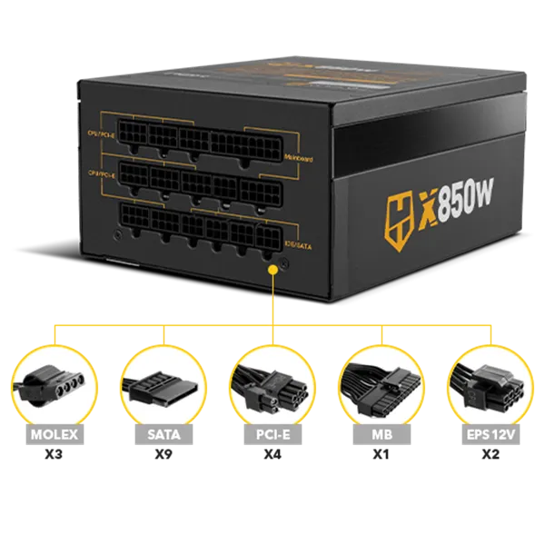 NOX Hummer X Gold Edition 850W 80 Plus Gold ATX 3.0/3.1, PCIe 5.0 Full Modular