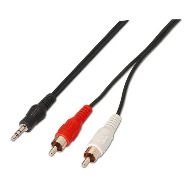 Cable Estéreo Aisens A128-0148/ Jack 3.5 Macho - 2x RCA Macho/ Hasta 0.1W/ 3m/ Negro