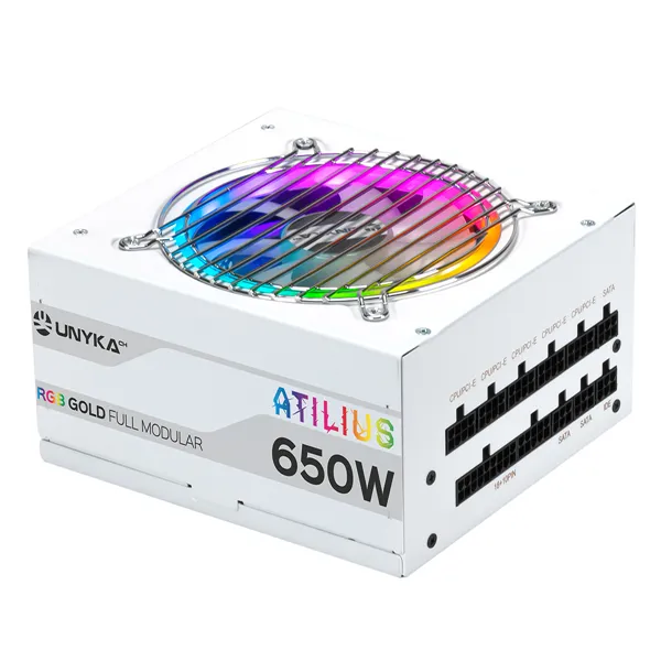 UNYKAch Atilus RGB White 650W 80 PLUS Gold FULL Modular F. Alimentación