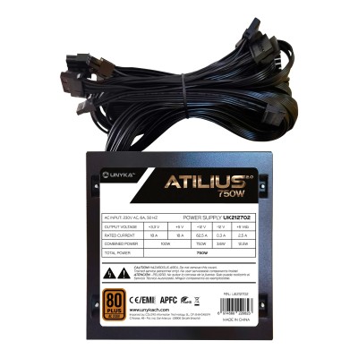 Unykach ATILIUS 2.0 BLACK 750W 80+ Bronze F.Alimentacón Ultra