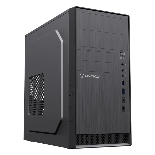 Unykadch Aero C12 Caja Micro ATX USB 3.0/USB-C Negra efecto de aluminio cepillado