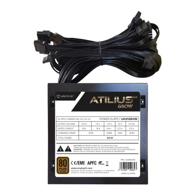 Unykach ATILIUS 2.0 BLACK 650W 80+ Bronze F.Alimentacón Ultra