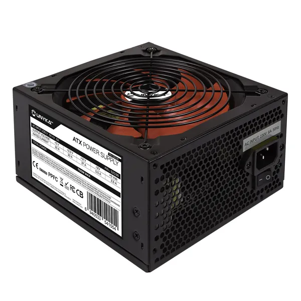 Fuente De Alimentacion Gaming Unycach Atx 52036 700w Ppfc Ventilador Rojo 140mm Ultra Silencioso Ind