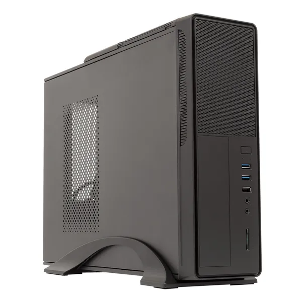 Caja Microatx Slim Unyka Matx Uk2010 Permite Posicion Horizontal O Vertical Color Negro Con Fuente Sfx 450w