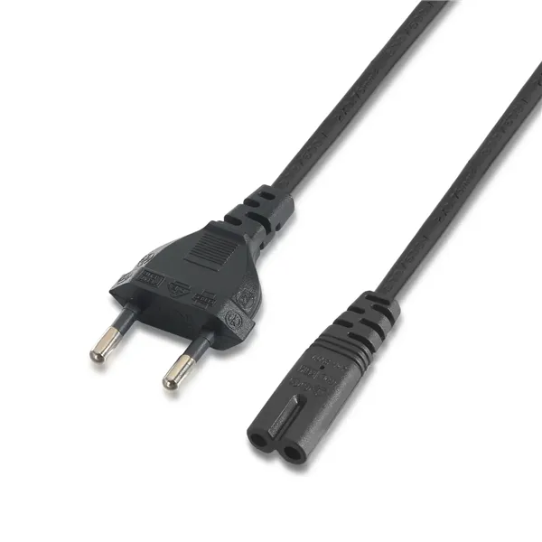 Cable Alimentación Forma 8 Aisens A132-0173/ CEE7/16 Macho - C7 Hembra/ Hasta 1500W/ 1.5m/ Negro