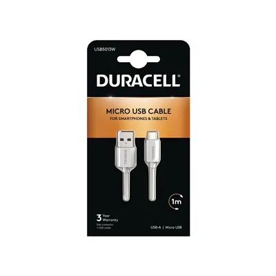 Cable USB 2.0 Duracell USB5013W/ USB Macho - MicroUSB Macho/