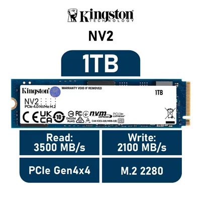 Kingston NV2 SSD 1TB NVMe PCIe 4.0 3500MB/s M.2 2280