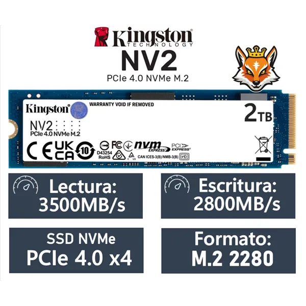 Kingston NV2 2TB SSD NVMe PCIe 4.0 3500MB/s