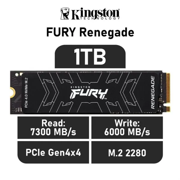 Kingston FURY RENEGADE SSD 1TB PCIe 4.0 NVMe a 7300MB/s M.2 2280 con disipador