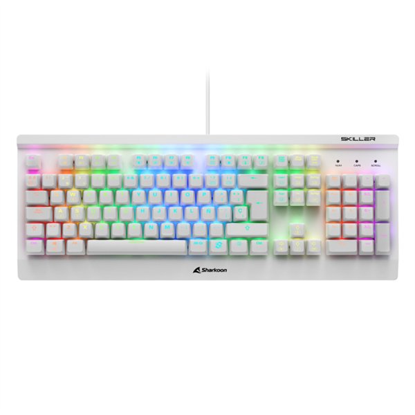 TECLADO GAMING SHARKOON SGK3 MECANICO RGB USB RED SWITCH BLANCO