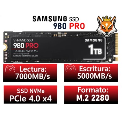 Samsung 980 PRO 1TB SSD PCIe 4.0 NVMe a 7000MB/s