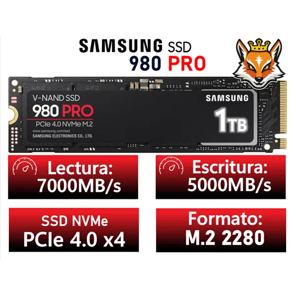 Samsung 980 PRO 1TB SSD PCIe 4.0 NVMe a 7000MB/s