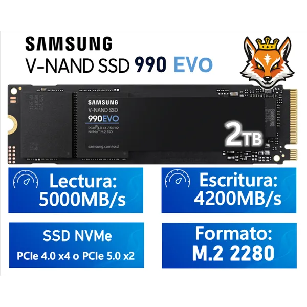 Samsung 990 EVO 2TB SSD PCIe 4.0/5.0 NVMe a 5000MB/s