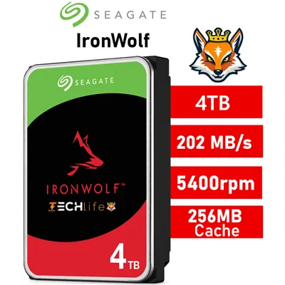 Seagate 4TB IronWolf NAS 5400rpm HDD 3.5" SATA 6GB/s 256MB