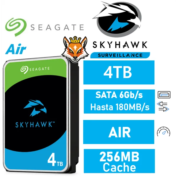 Seagate 4TB SkyHawk Disco Duro para vigilancia 256MB SATA 6GB/s AIR