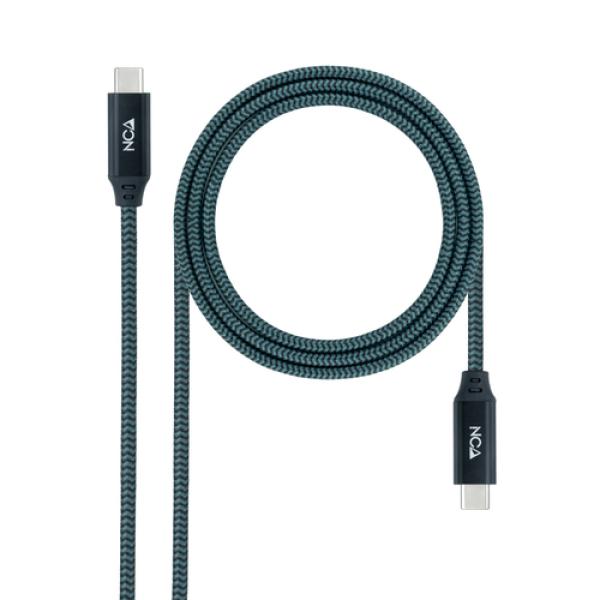 Nanocable Cable USB 3.2 Gen2x2 20Gbps 5A/100W 4K/60Hz USB-C/M-USB-C/M, Gris/Negro, 0.5 m