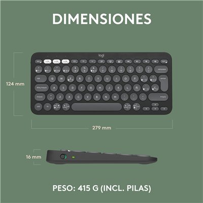 Logitech Pebble Keys 2 K380s teclado Universal RF Wireless +