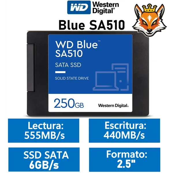 WD SSD Blue SA510 250GB de 2.5" a 555MB/s SATA 6GB/s