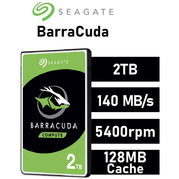 Seagate 2TB Barracuda para portatiles 7mm HDD 2.5" 5400rpm 128MB SATA 6GB/s