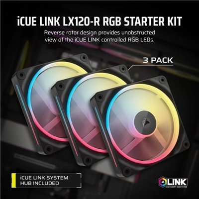 Corsair iCUE LINK LX120-R RGB Pack Triple Ventilador