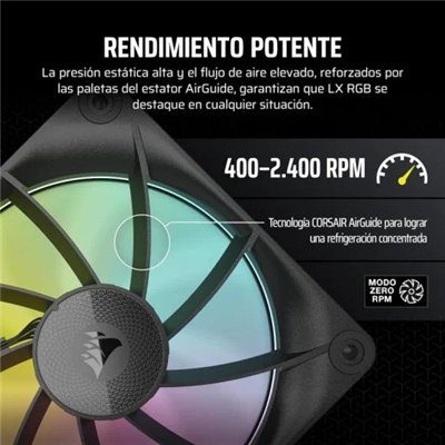 Corsair PWM iCUE LINK LX120 RGB Paquete Triple 120 mm Negro