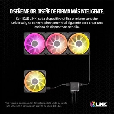 Corsair PWM iCUE LINK LX120 RGB Paquete Triple 120 mm Negro