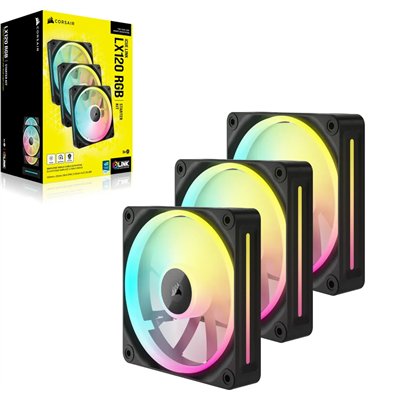 Corsair PWM iCUE LINK LX120 RGB Paquete Triple 120 mm Negro