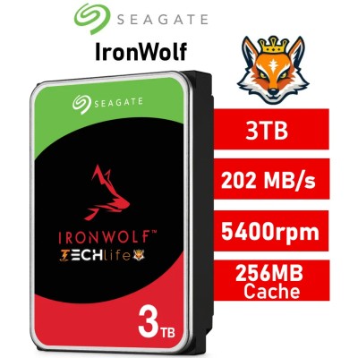 Seagate 3TB IronWolf NAS 5400rpm HDD 3.5" SATA 6GB/s 256MB