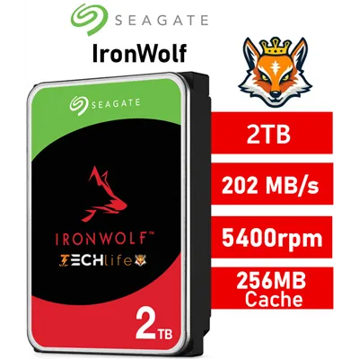 Seagate 2TB IronWolf NAS 5400rpm HDD 3.5" SATA 6GB/s 256MB