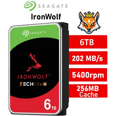 Seagate 6TB IronWolf NAS 5400rpm HDD 3.5" SATA 6GB/s 256MB