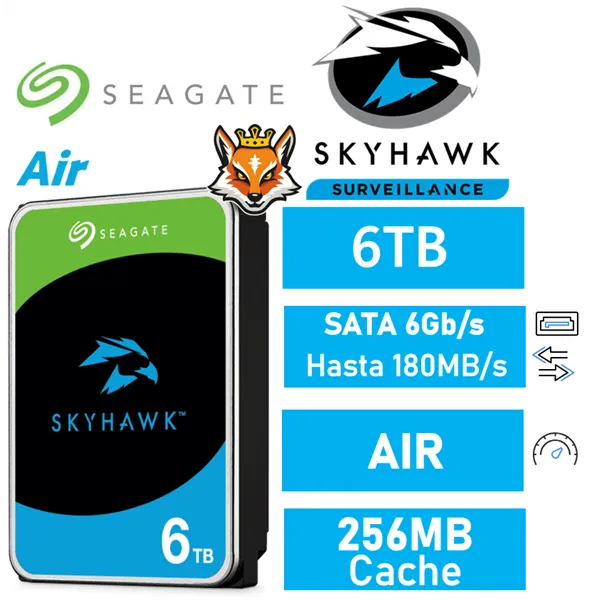 Seagate 6TB SkyHawk Disco Duro para vigilancia 256MB SATA 6GB/s AIR