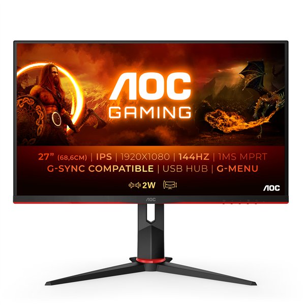 AOC G2 27G2U/BK pantalla para PC 68,6 cm (27") 1920 x 1080 Pixeles Full HD LCD Negro, Rojo