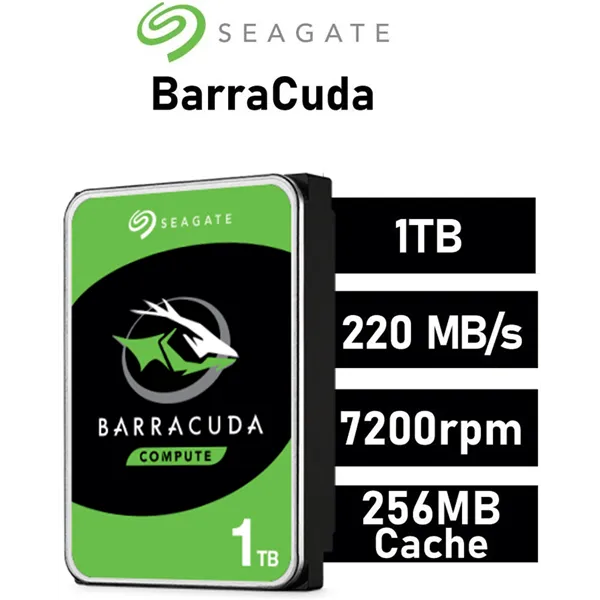 Seagate BarraCuda 1TB HDD 3.5" 7200rpm 256MB SATA 6GB/s