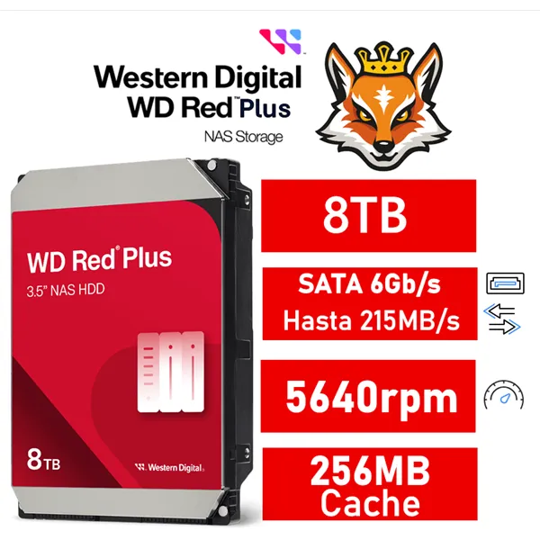 WD Red Plus NAS 8TB 5640rpm HDD 3.5" 256MB SATA 6GB/s