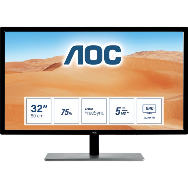 AOC 79 Series Q3279VWFD8 pantalla para PC 80 cm (31.5") 2560 x 1440 Pixeles Quad HD LED Negro, Plata