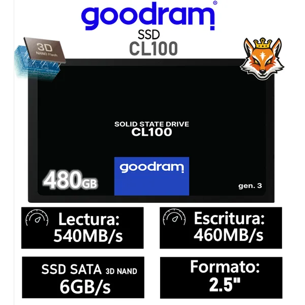 Goodram CL100 Gen3 480GB SSD 2.5" a 540MB/s SATA 6GB/s